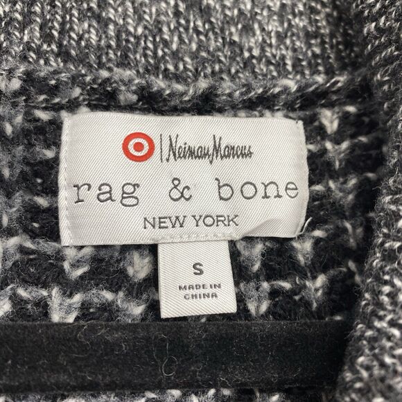 rag bone Neiman Marcus Wool Texture Cardigan Sweater Men Size Small Black Gray - Picture 10 of 12